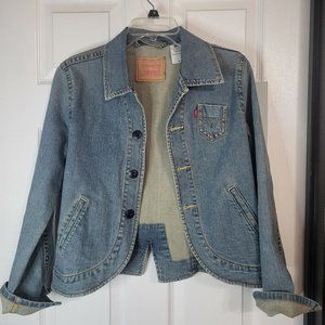 Levi Womens Blazer style blue jean jacket medium